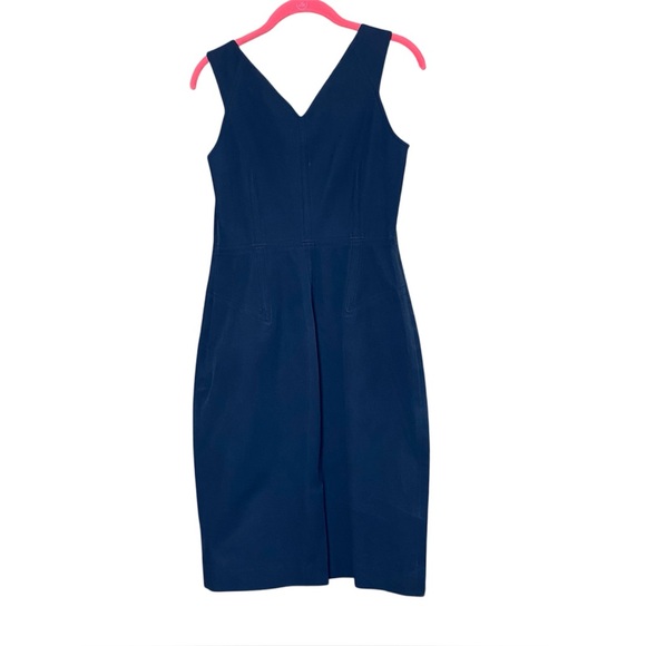 Banana Republic Navy Blue V-Neck Classic Sheath Dress Womens 4 Business Casual - Picture 3 of 5